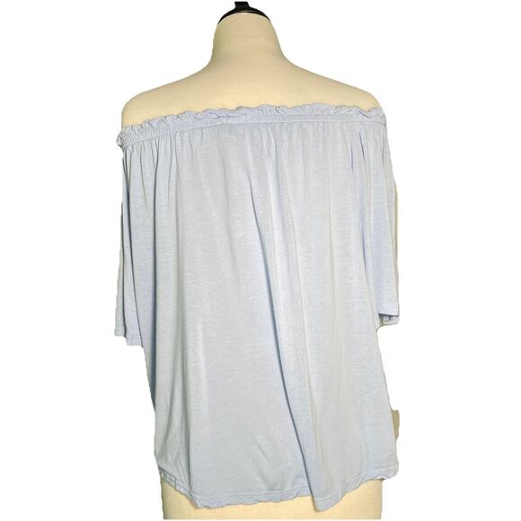 H&M Off - Shoulder Short Sleeve Blouse - Light Blue-Size XS - Picture 3 of 4